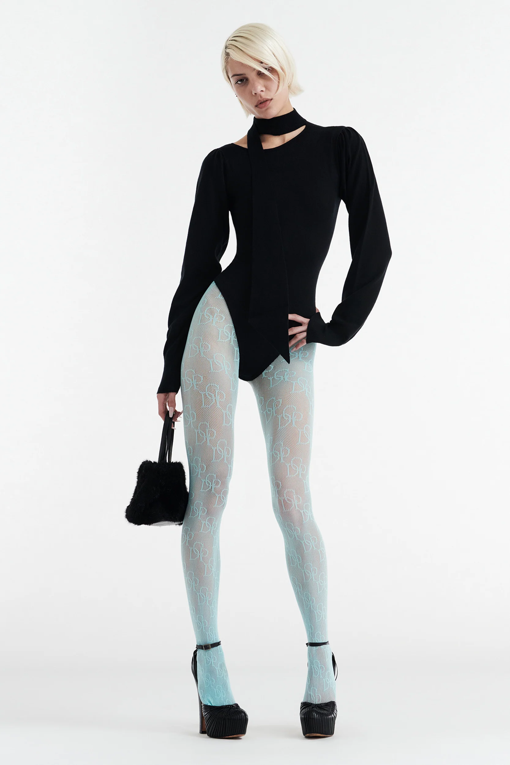 VIVIENNE LONG SLEEVE KNIT BODYSUIT - BLACK